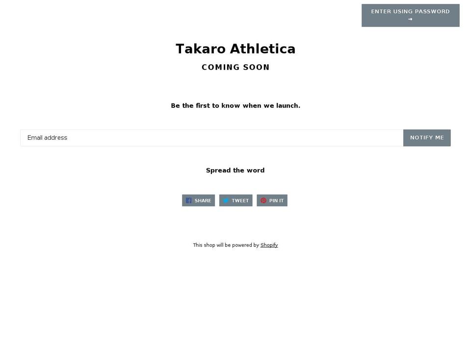 takaroathletica.com shopify website screenshot