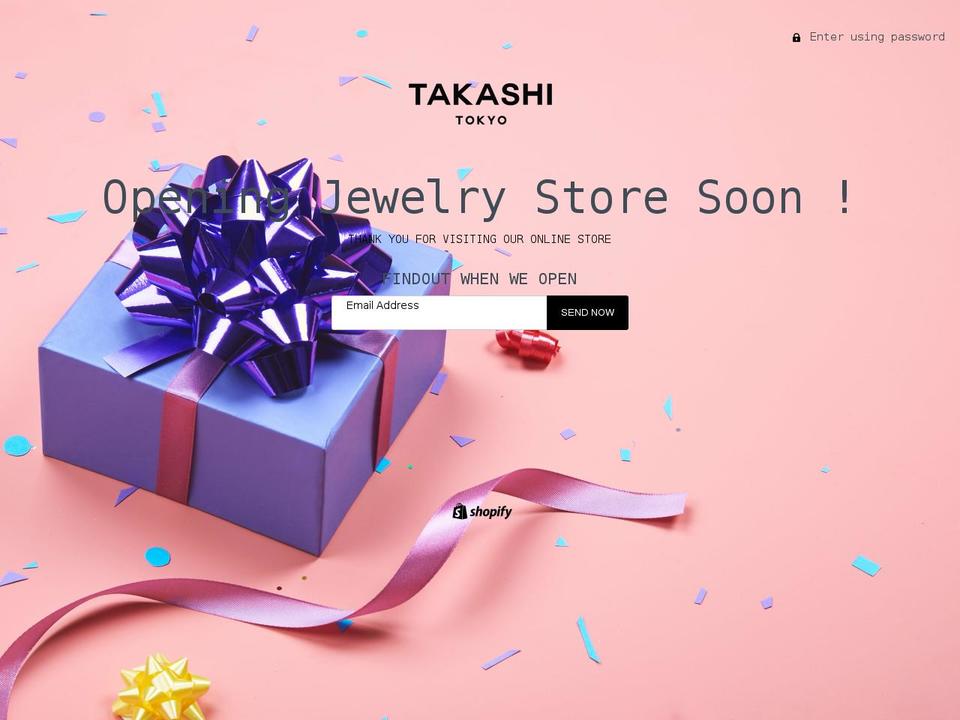 takashitokyo.com shopify website screenshot