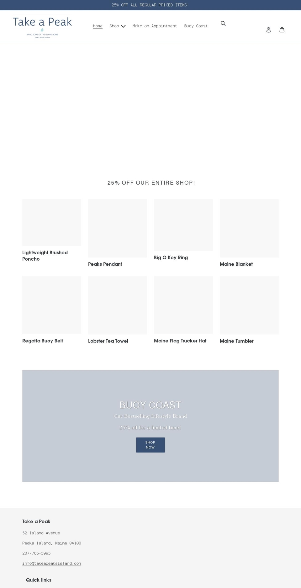 take-a-peak.myshopify.com shopify website screenshot