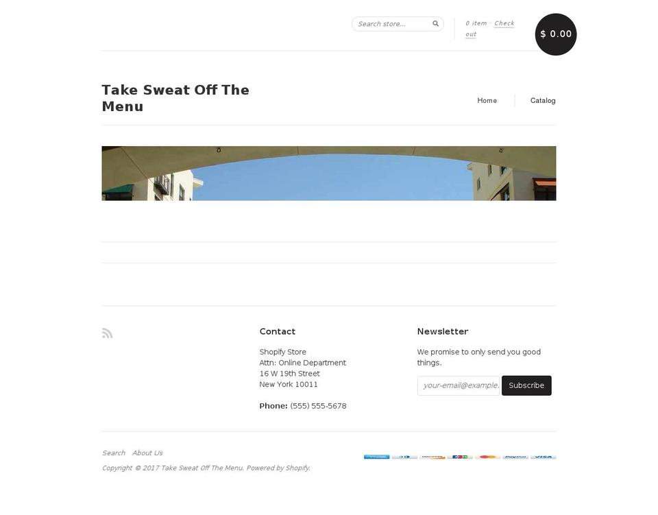 take-sweat-off-the-menu.com shopify website screenshot