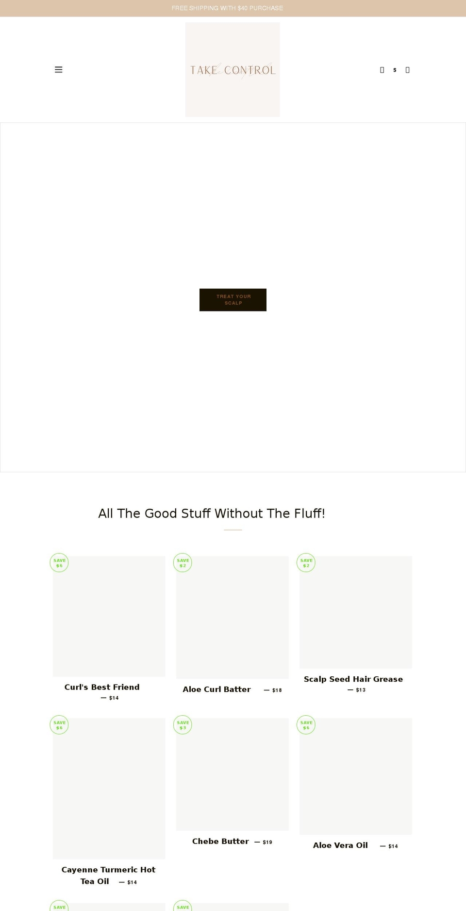 takecontrolhaircare.com shopify website screenshot