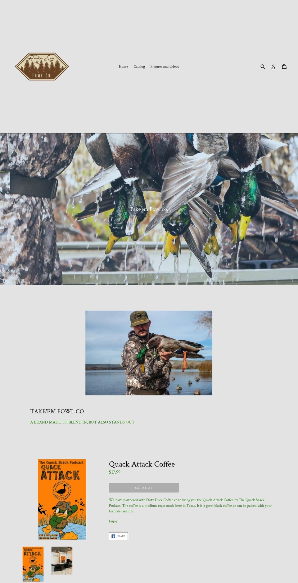 takeemfowl.com shopify website screenshot