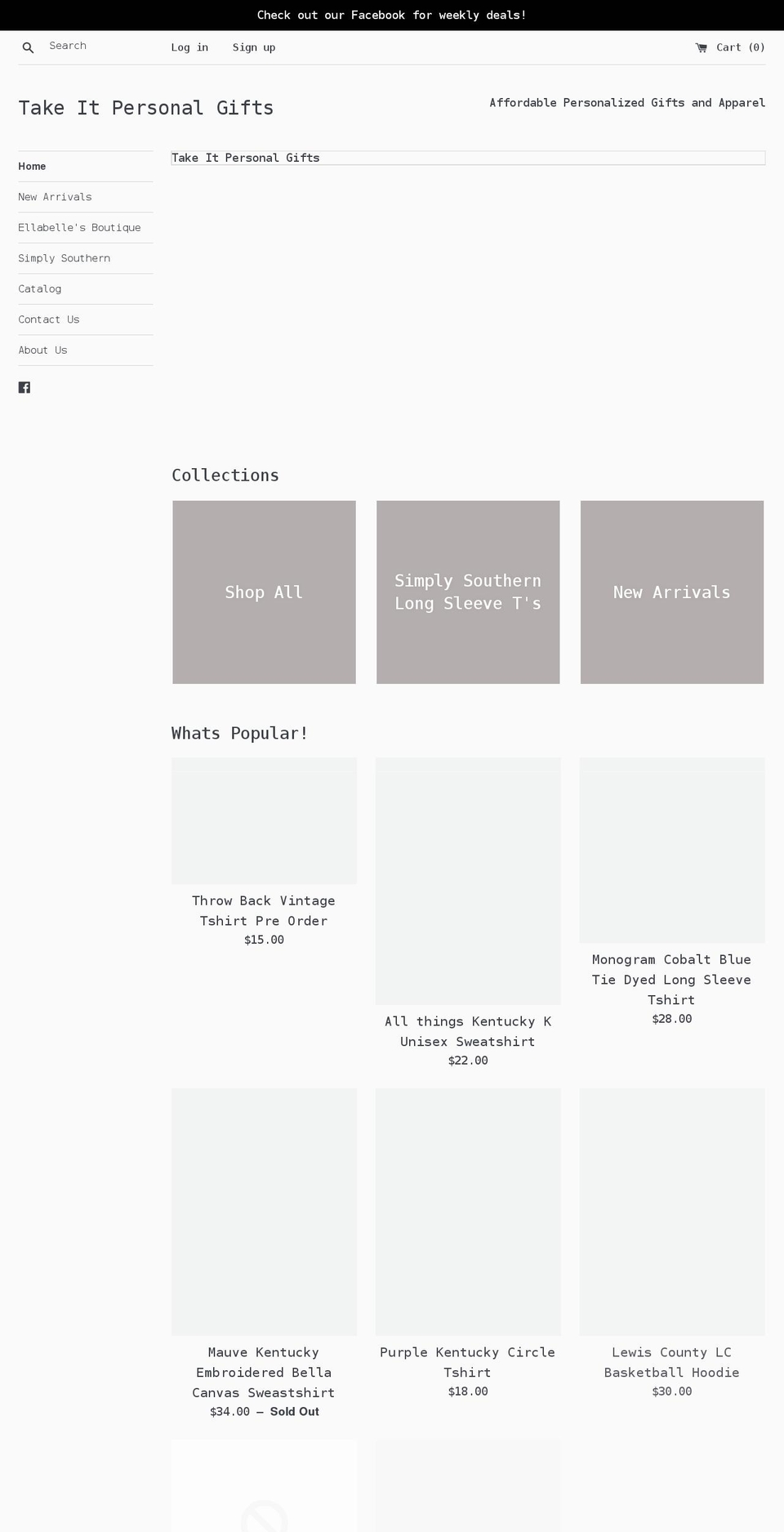 takeitpersonalgifts.com shopify website screenshot