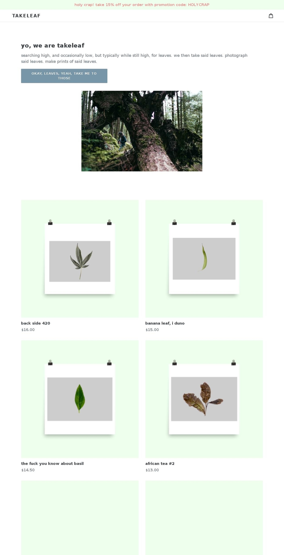 takeleaf.com shopify website screenshot