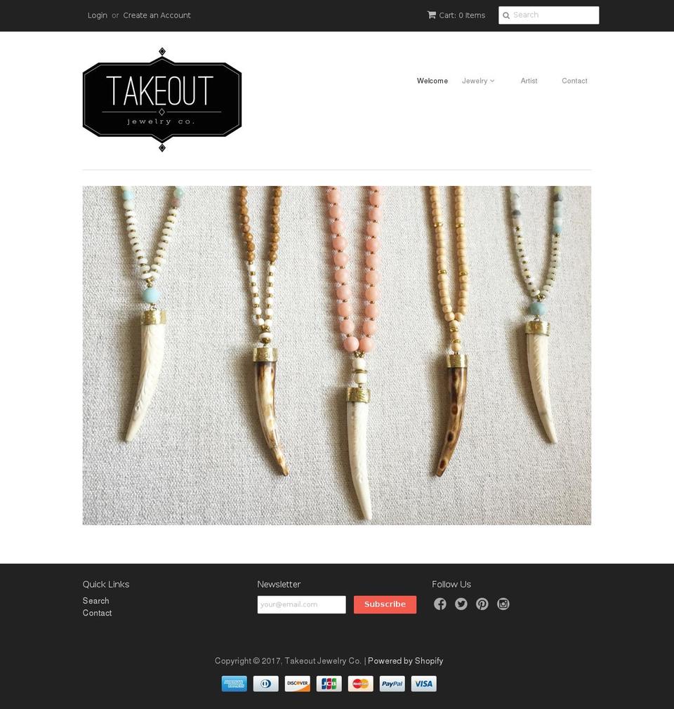 takeoutjewelryco.com shopify website screenshot