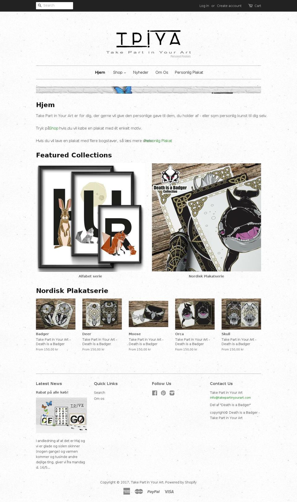 takepartinyourart.com shopify website screenshot