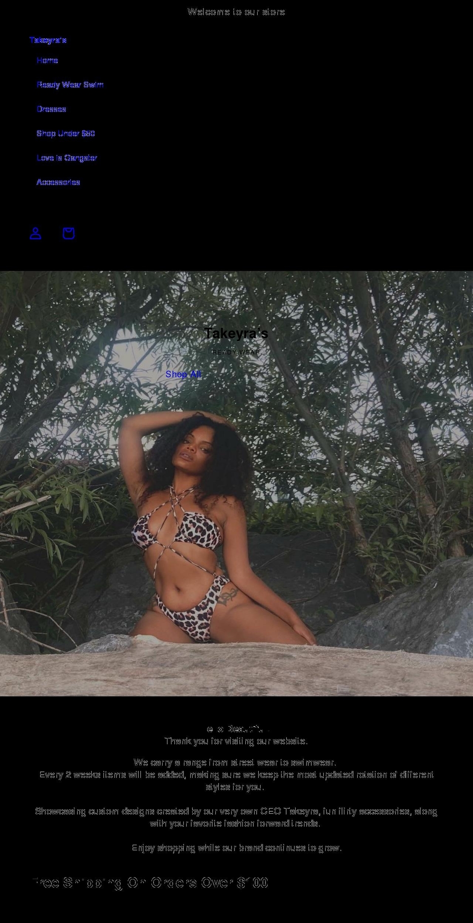 takeyrasreadywear.com shopify website screenshot