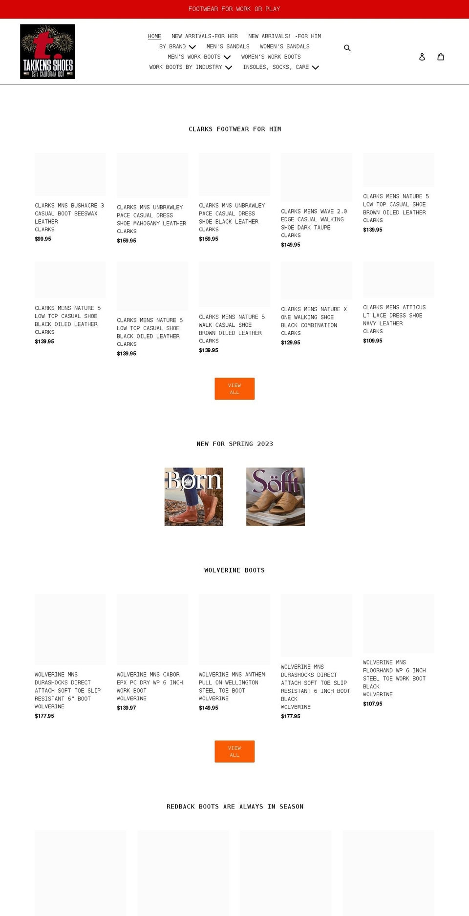 takkens.shoes shopify website screenshot
