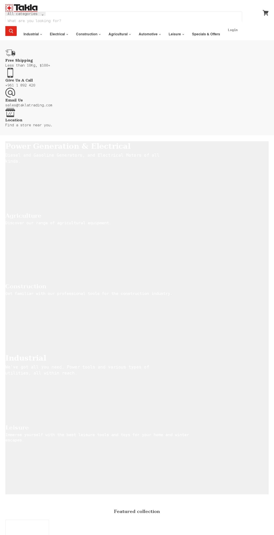 taklatrading.com shopify website screenshot