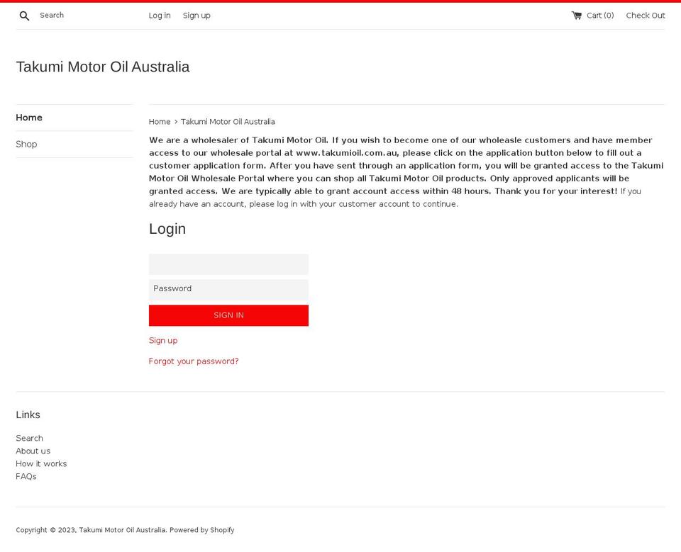 takumioil.com.au shopify website screenshot