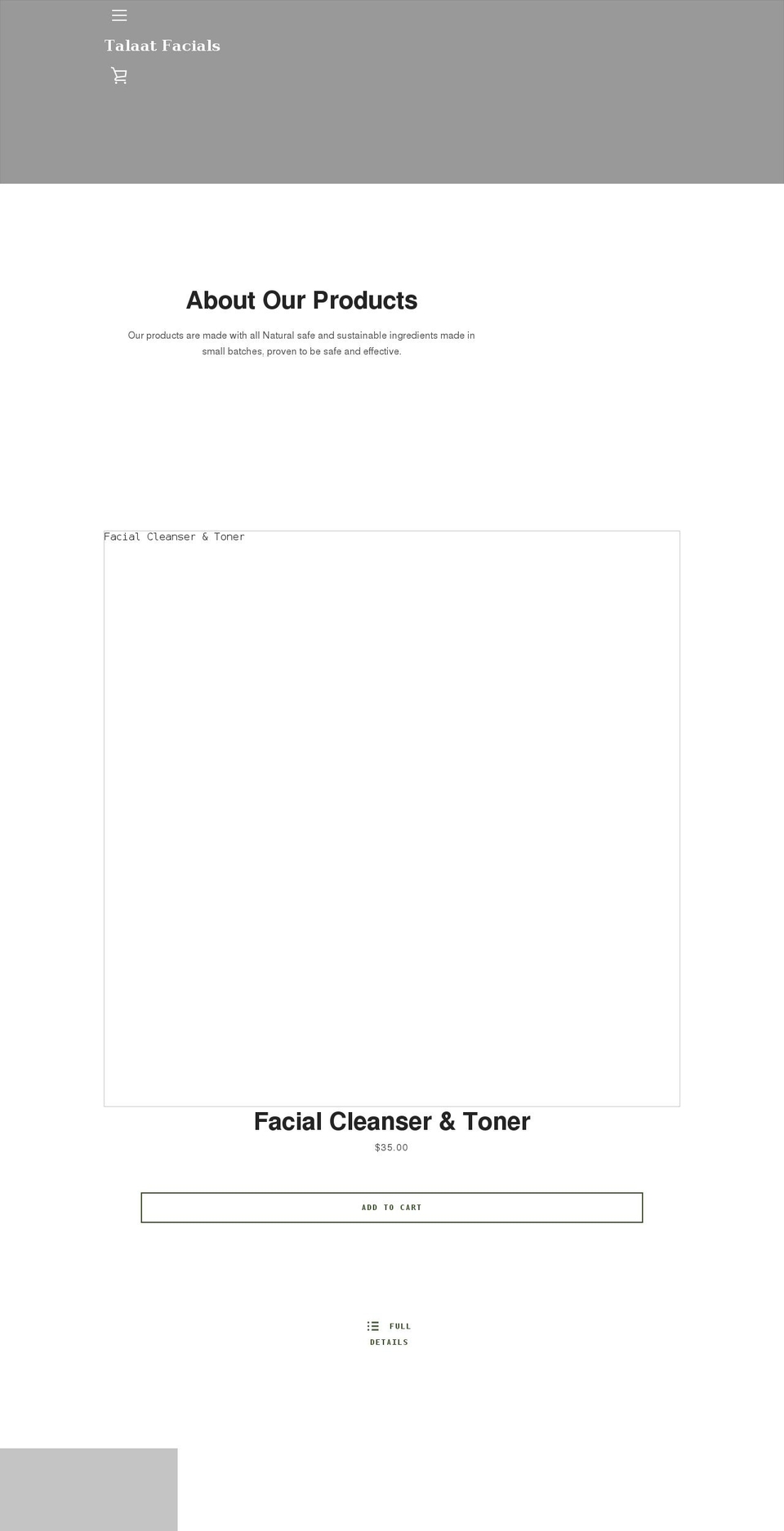 talaatfacials.com shopify website screenshot