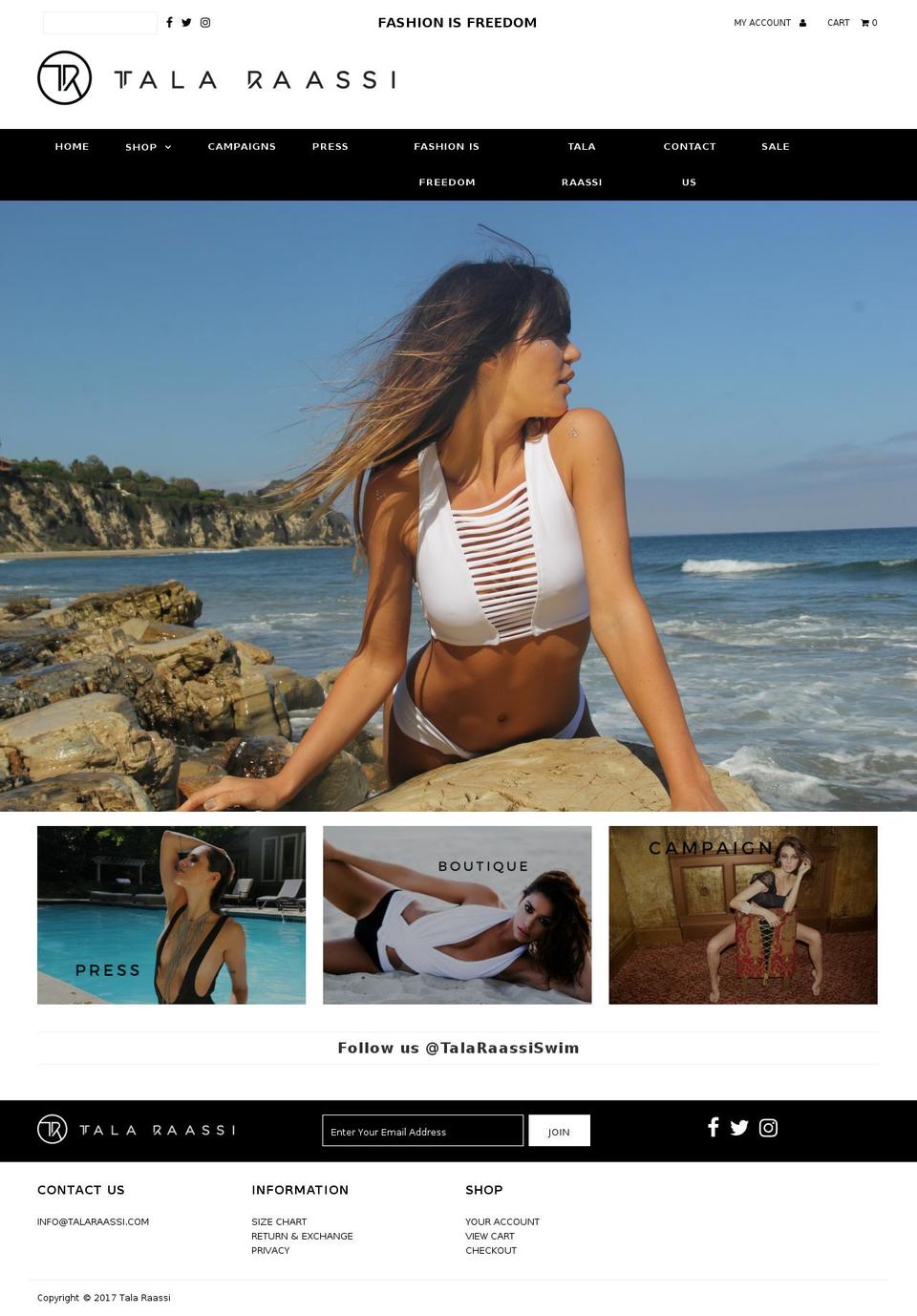 talaraassi.com shopify website screenshot