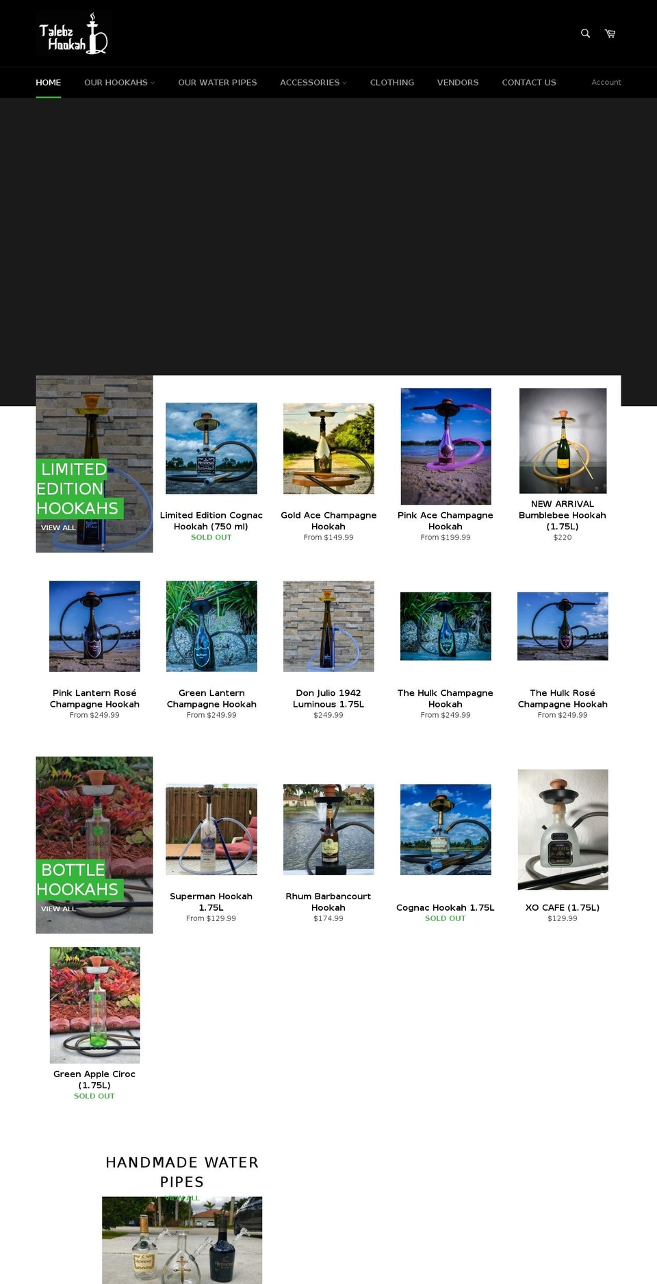 talebzhookahs.com shopify website screenshot