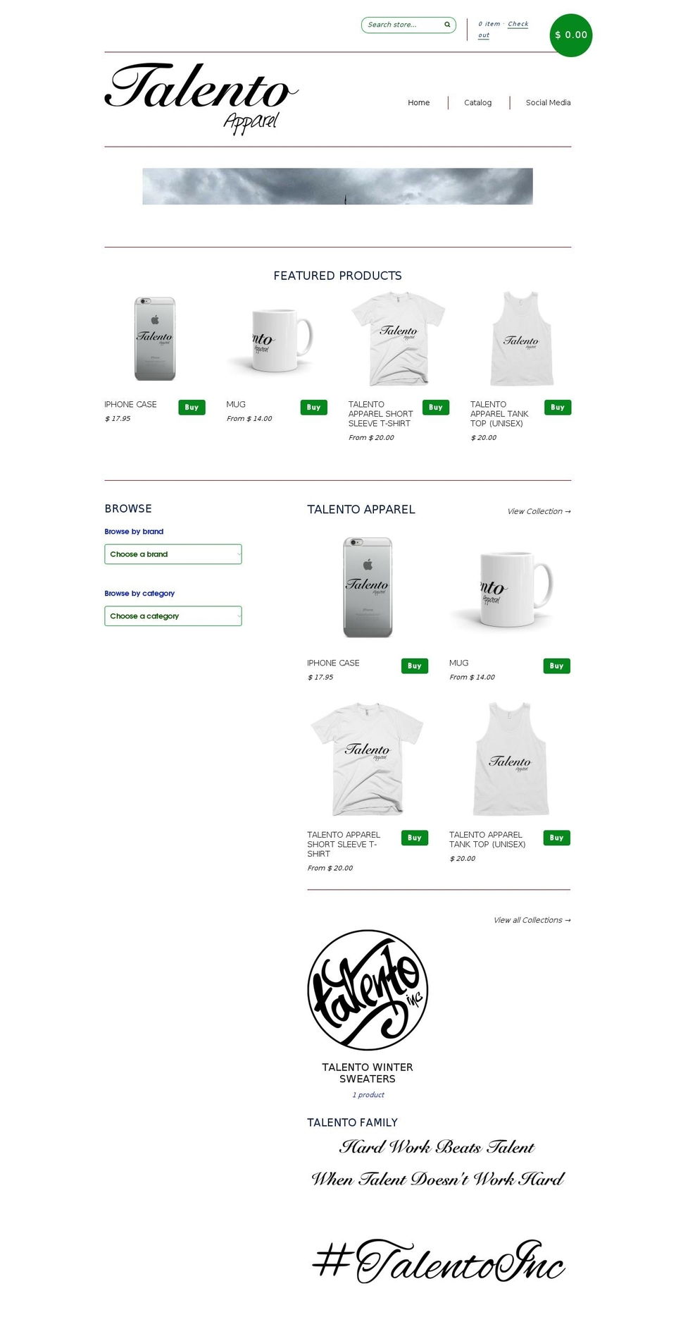 talentoapparel.com shopify website screenshot