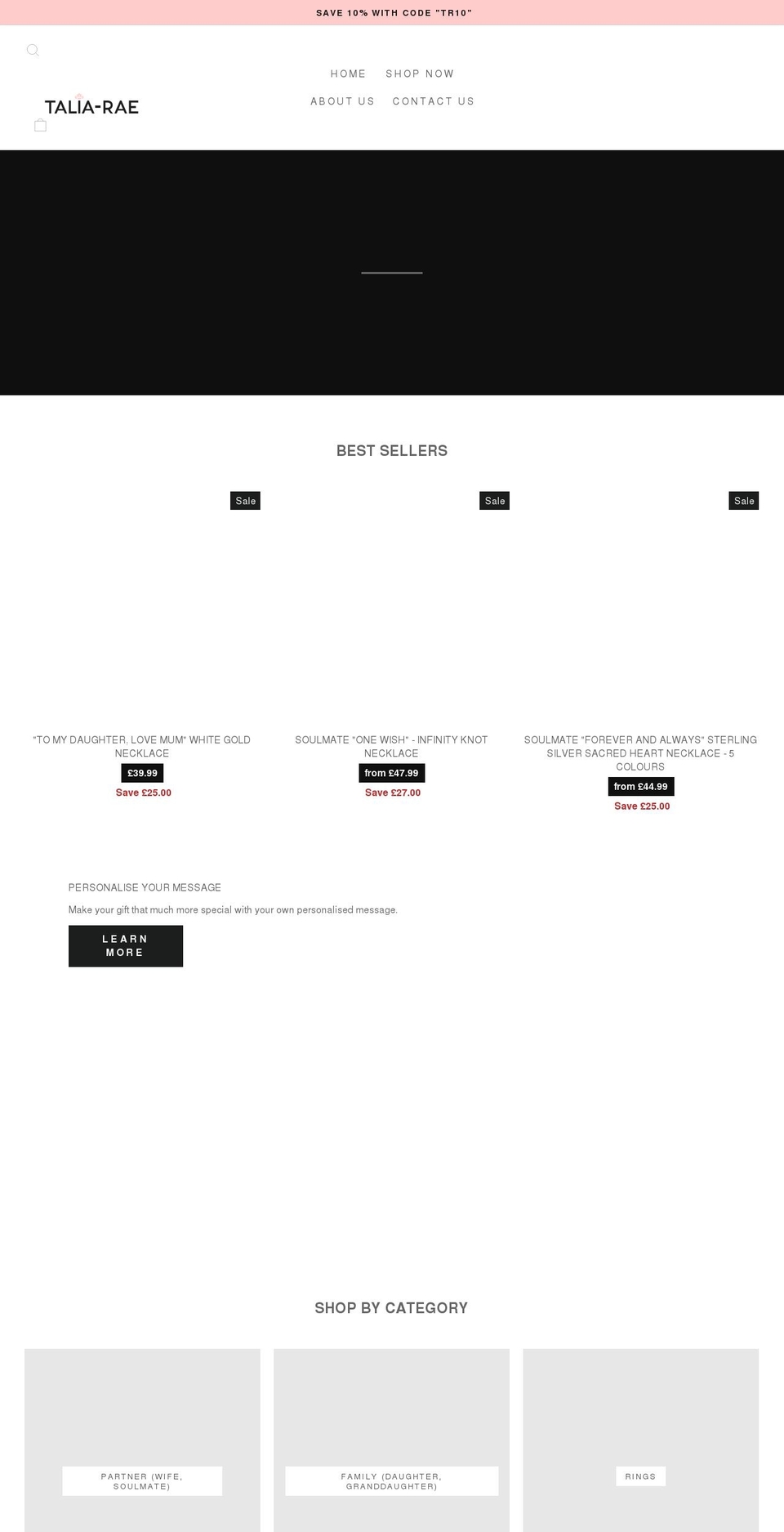talia-rae.com shopify website screenshot