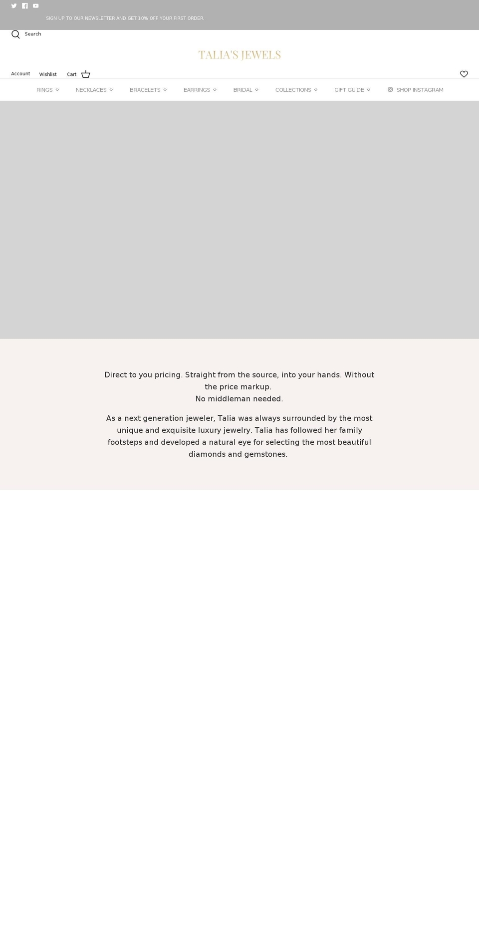 taliasjewels.com shopify website screenshot