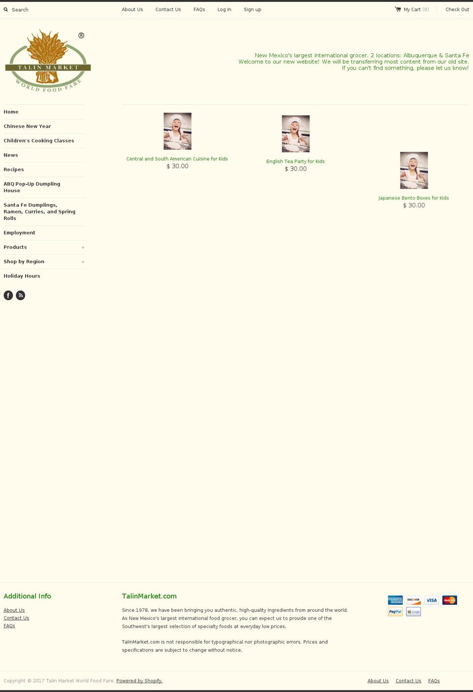 talinmarket.com shopify website screenshot