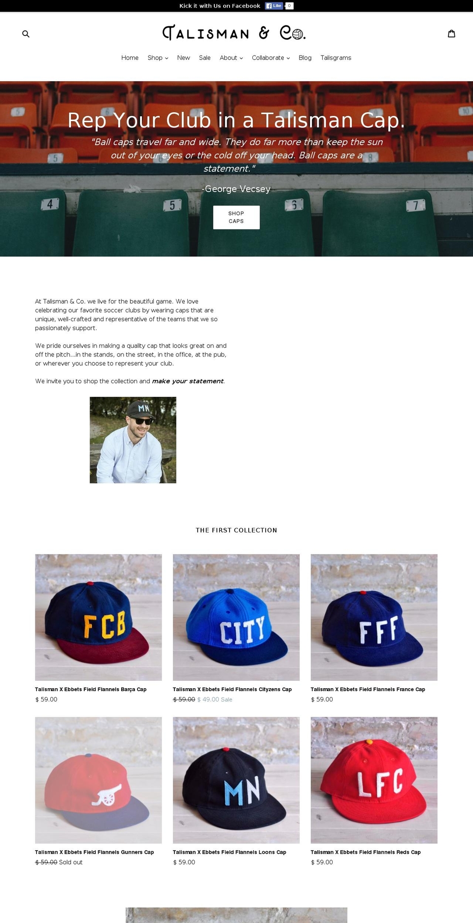 talismancaps.com shopify website screenshot