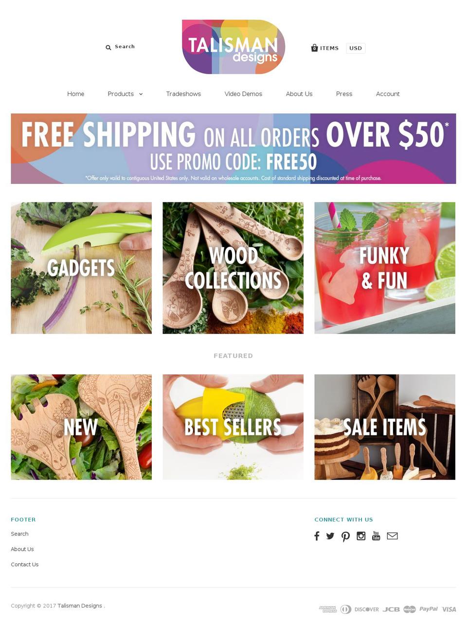 talismandesigns.com shopify website screenshot