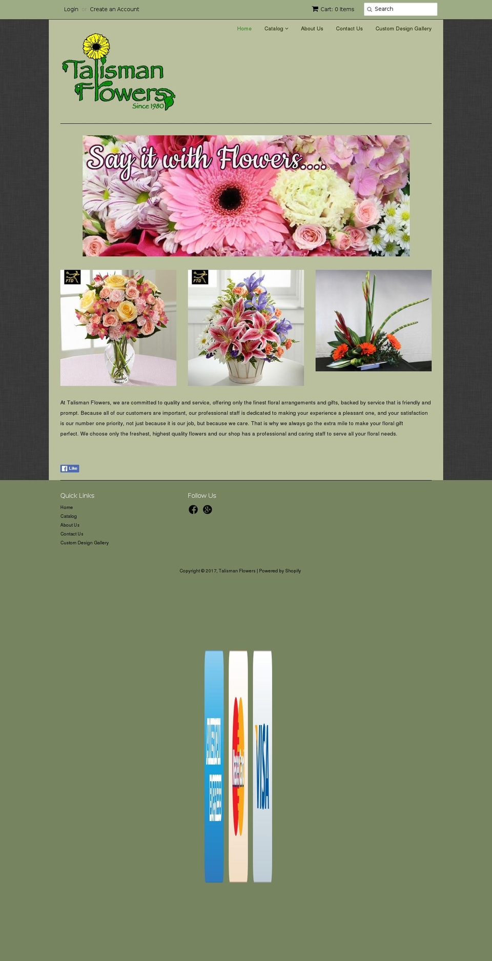 talismanflowers.ca shopify website screenshot