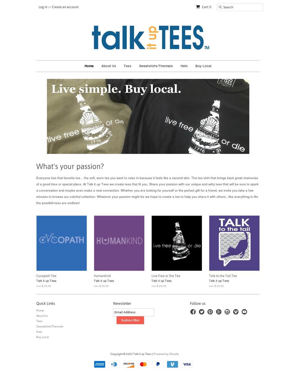 talk-it-up-tees.myshopify.com shopify website screenshot
