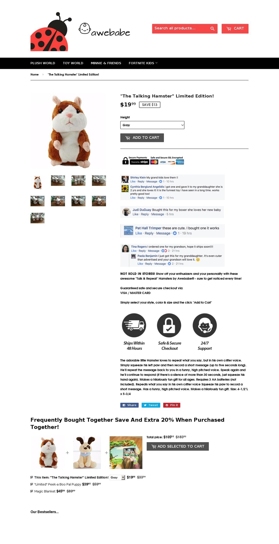 talking-hamster.store shopify website screenshot