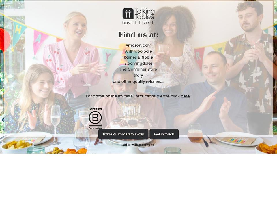 talking-tables.com shopify website screenshot