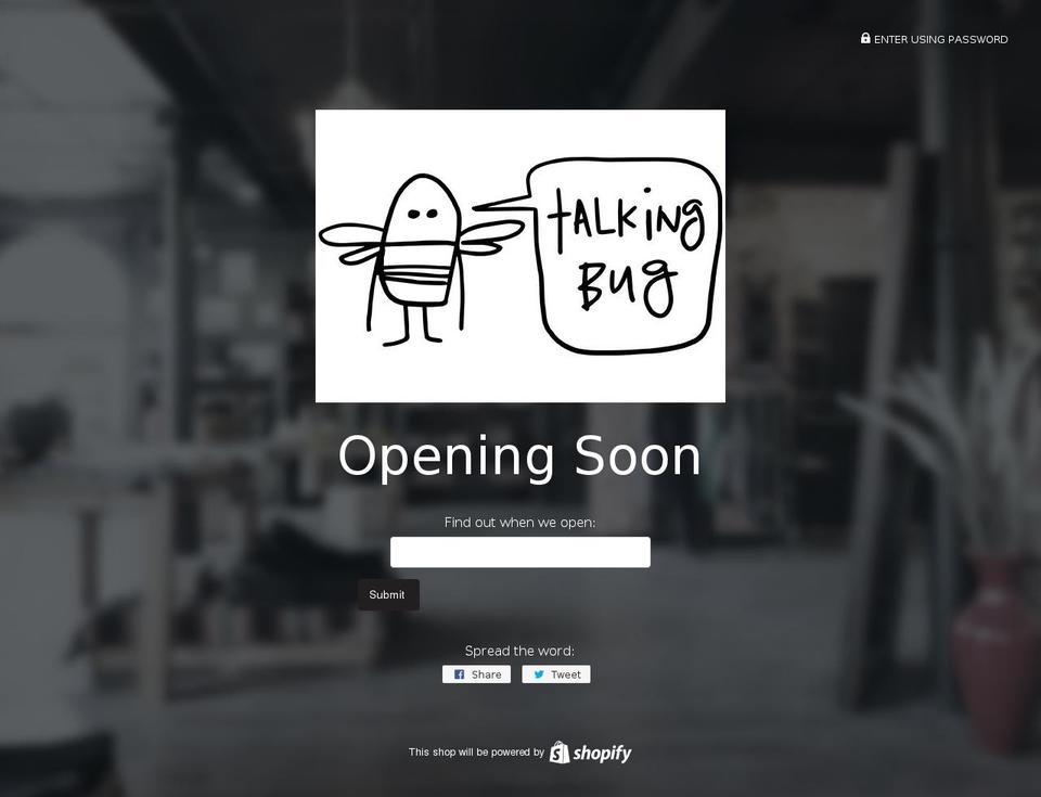 talkingbug.com shopify website screenshot