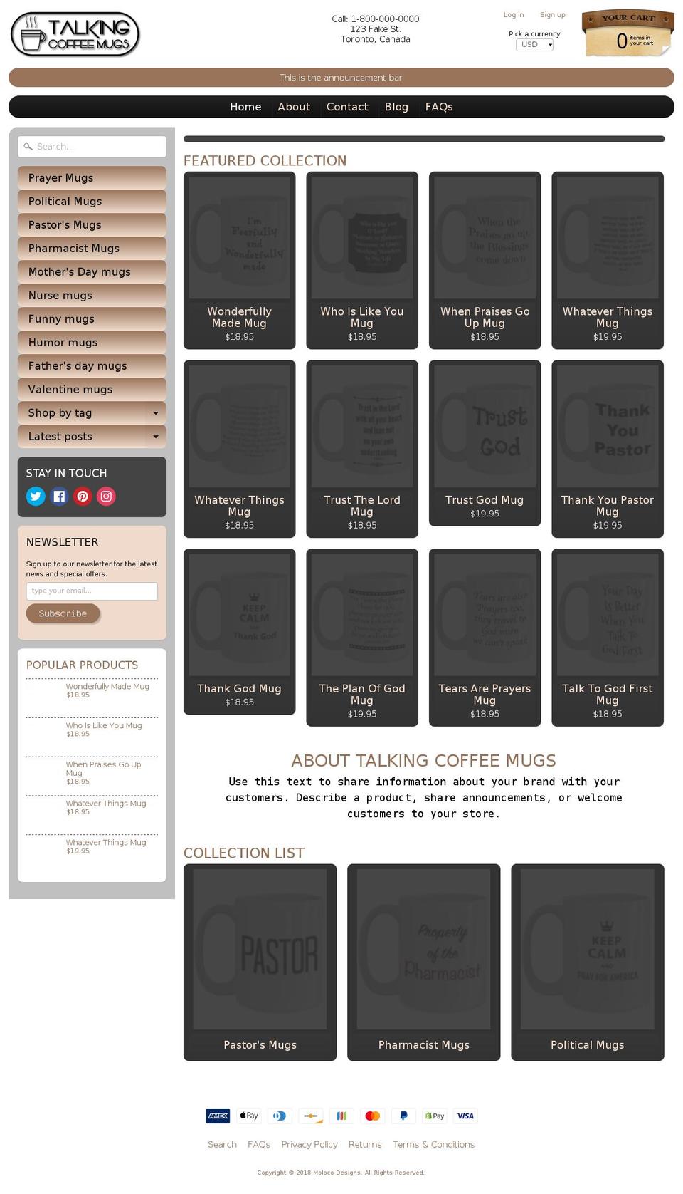 New Website Shopify theme site example talkingcoffeemugs.com