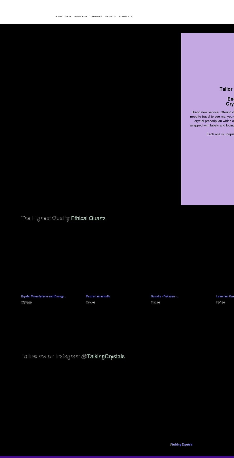 talkingcrystals.com shopify website screenshot