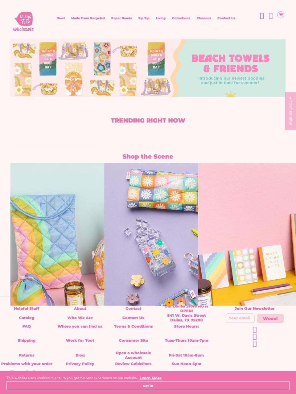 talkingoutofturnwholesale.com shopify website screenshot