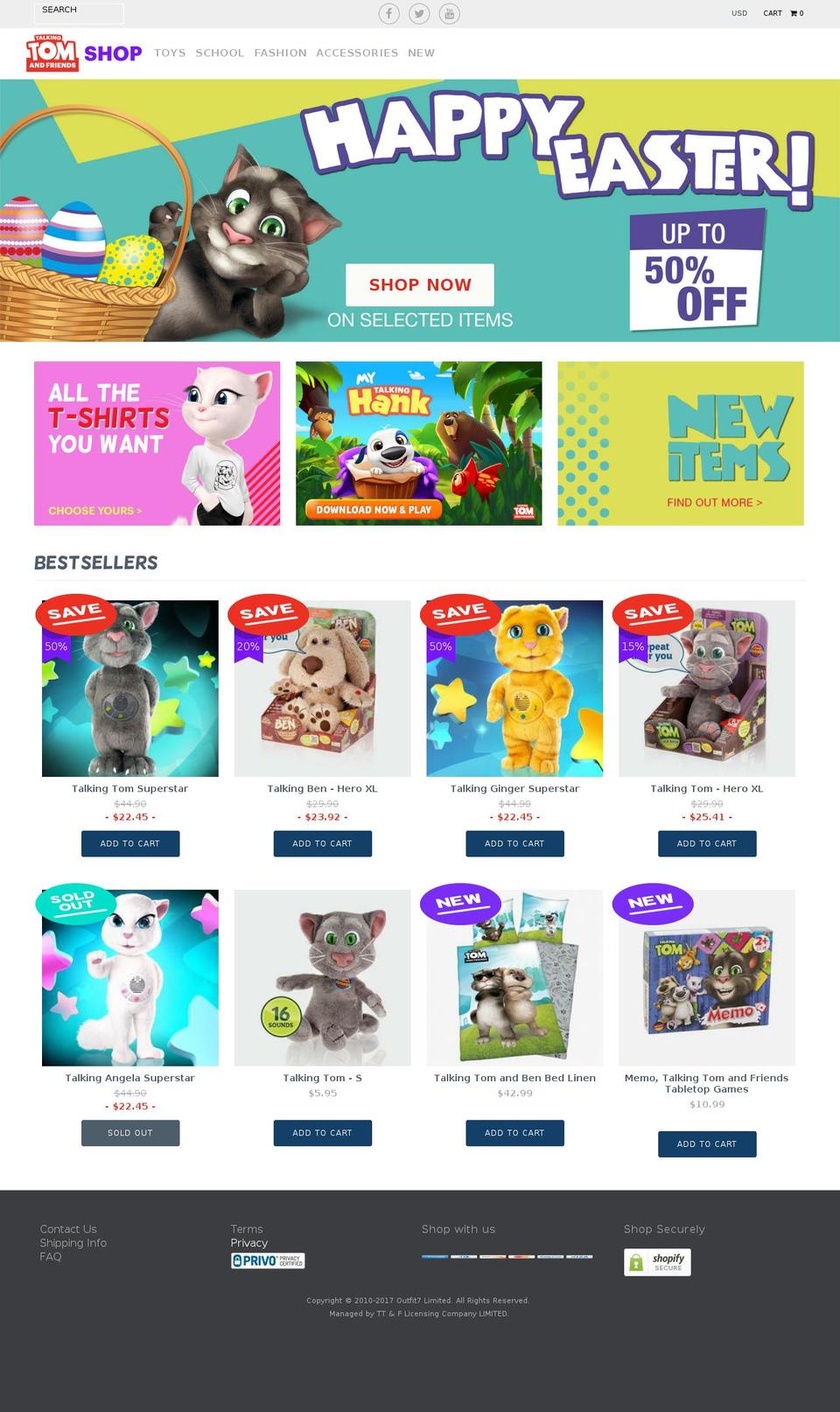 talkingtomstore.com shopify website screenshot