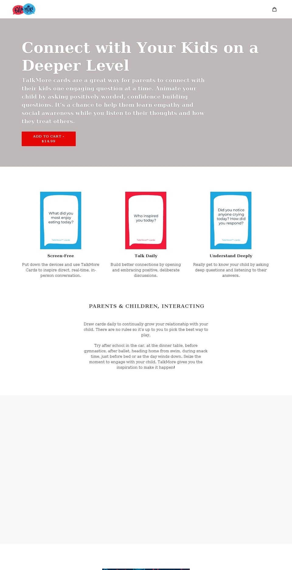 talkmorecards.com shopify website screenshot