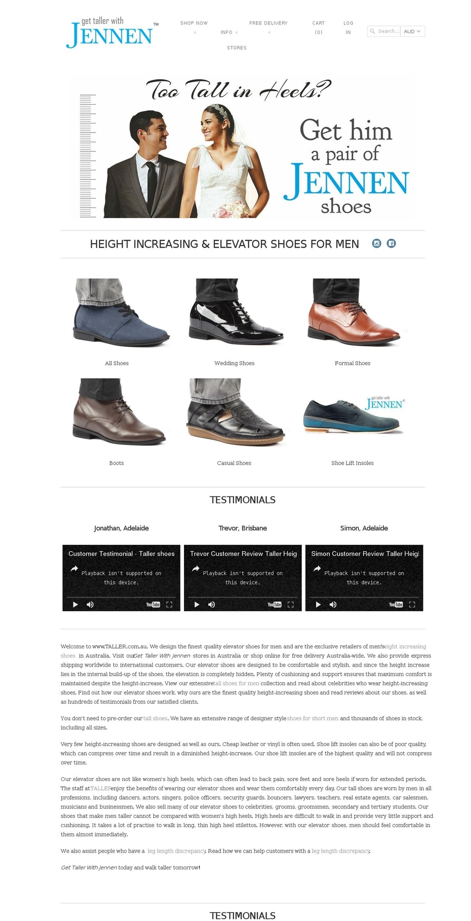 tallboyshoes.com shopify website screenshot