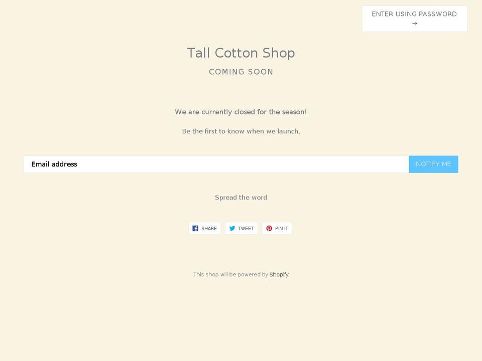 tallcottonshop.com — Shopify storefront screenshot