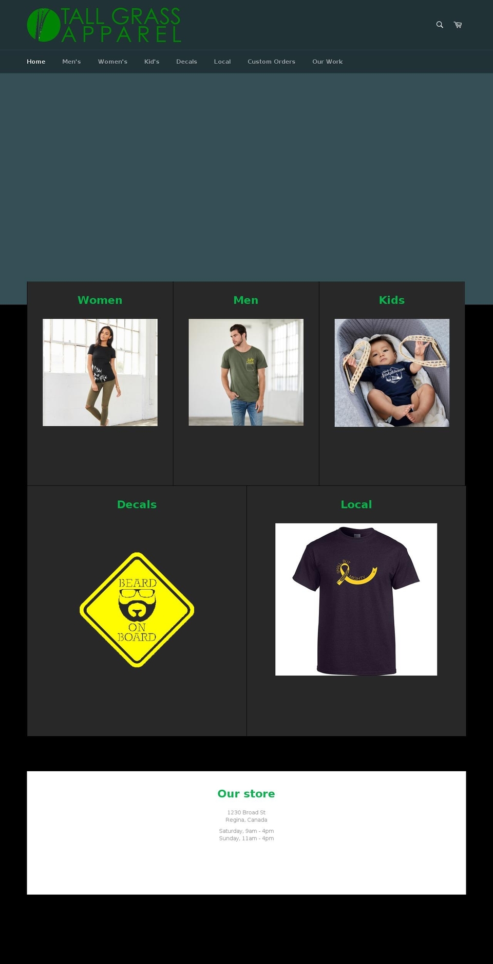 tallgrassapparel.com shopify website screenshot