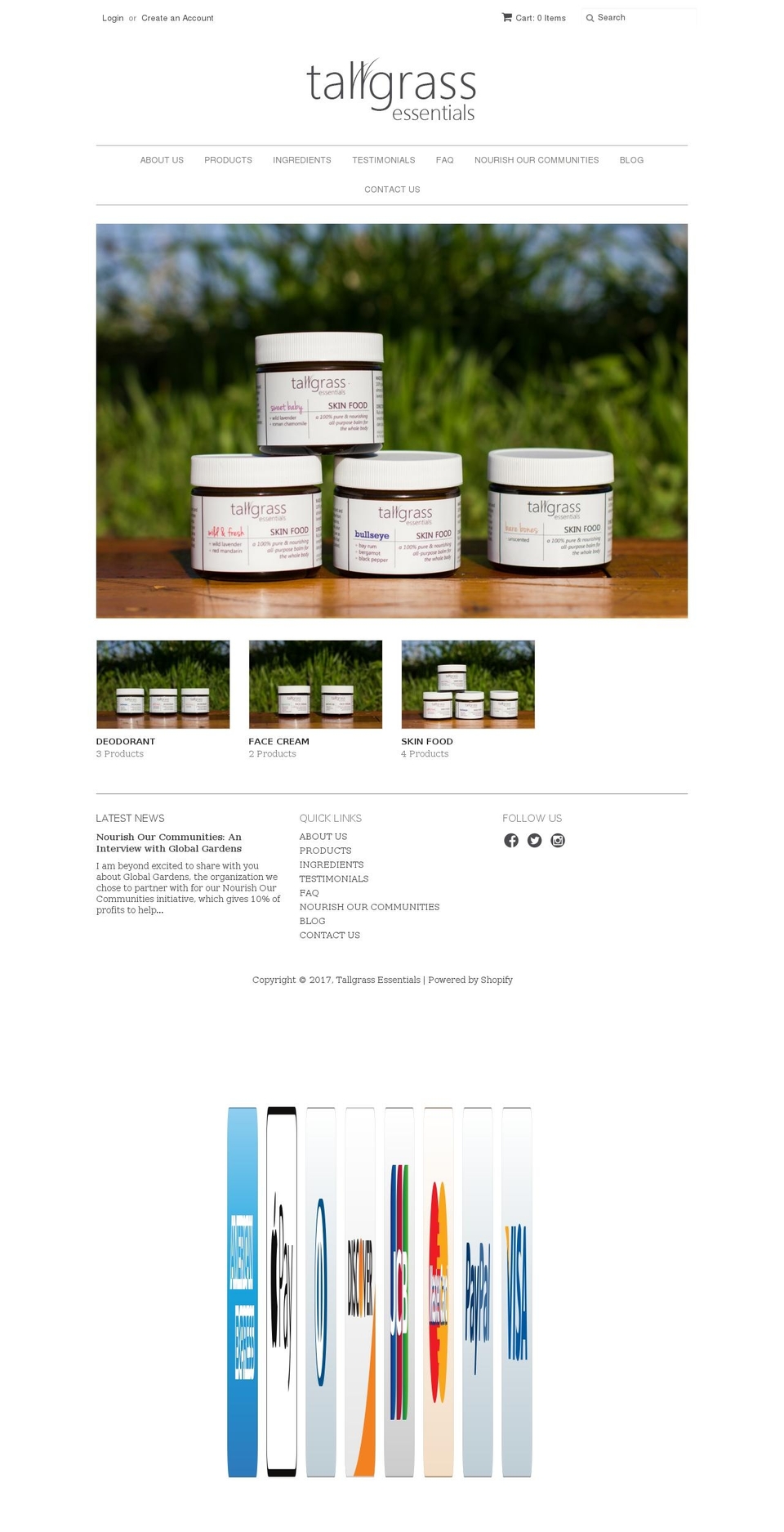 tallgrassessentials.com shopify website screenshot
