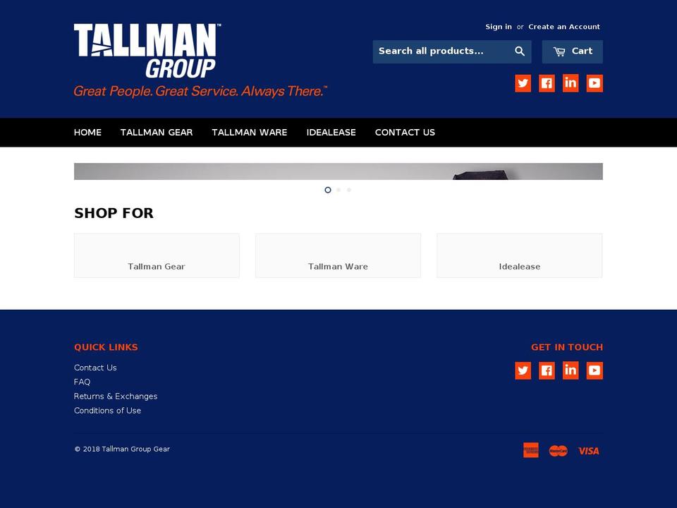 tallmangear.com shopify website screenshot