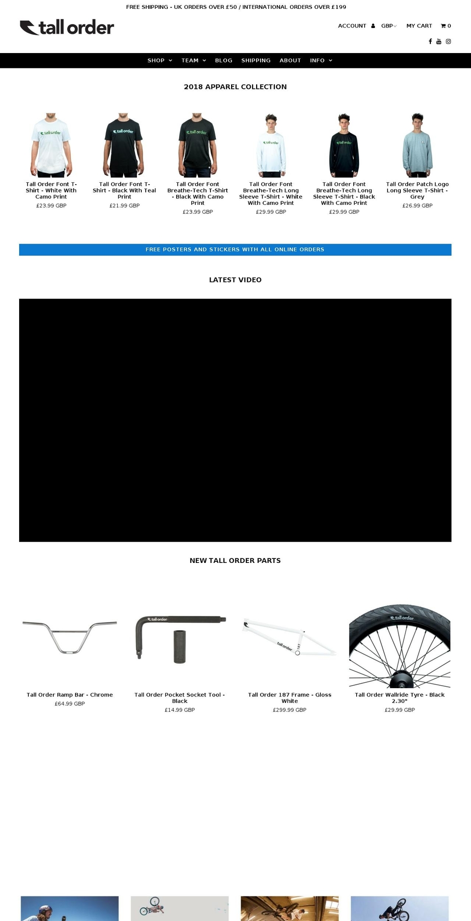 tallorderbmx.com shopify website screenshot