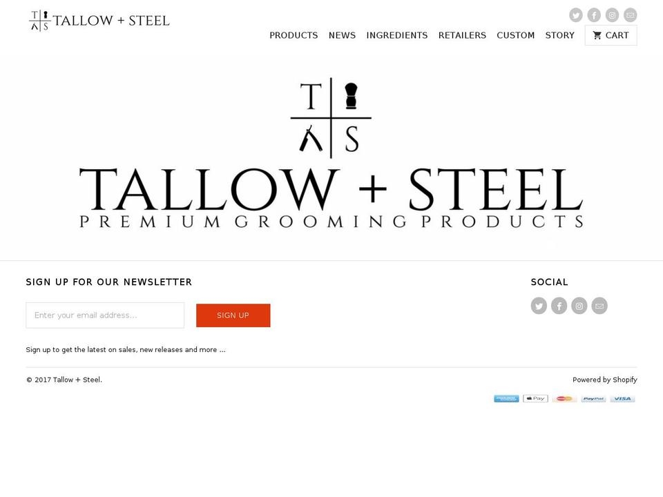 tallowandsteel.com shopify website screenshot