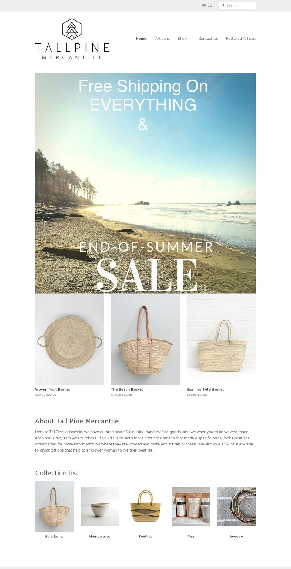 tallpinemercantile.com — Shopify storefront screenshot