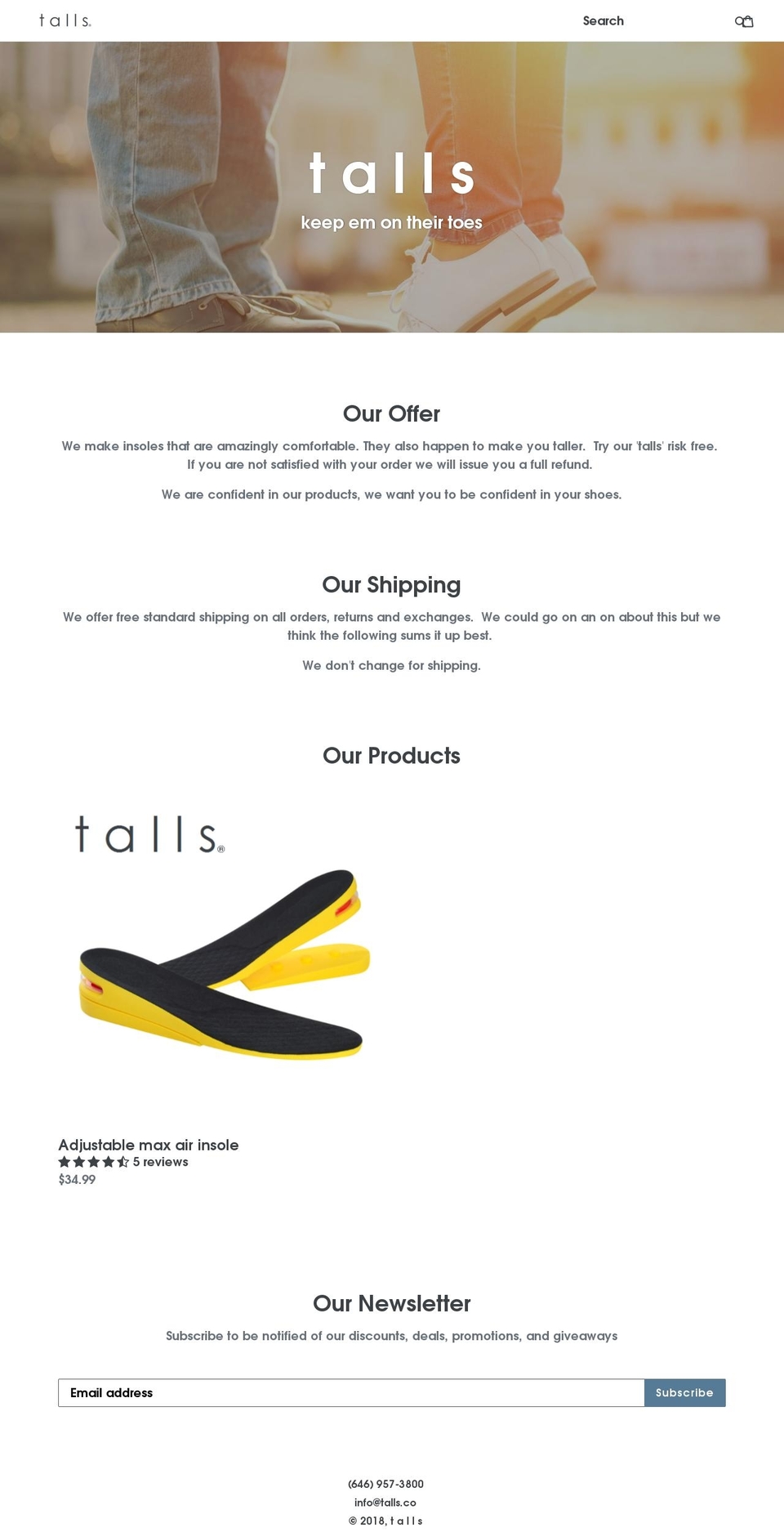 talls.co shopify website screenshot