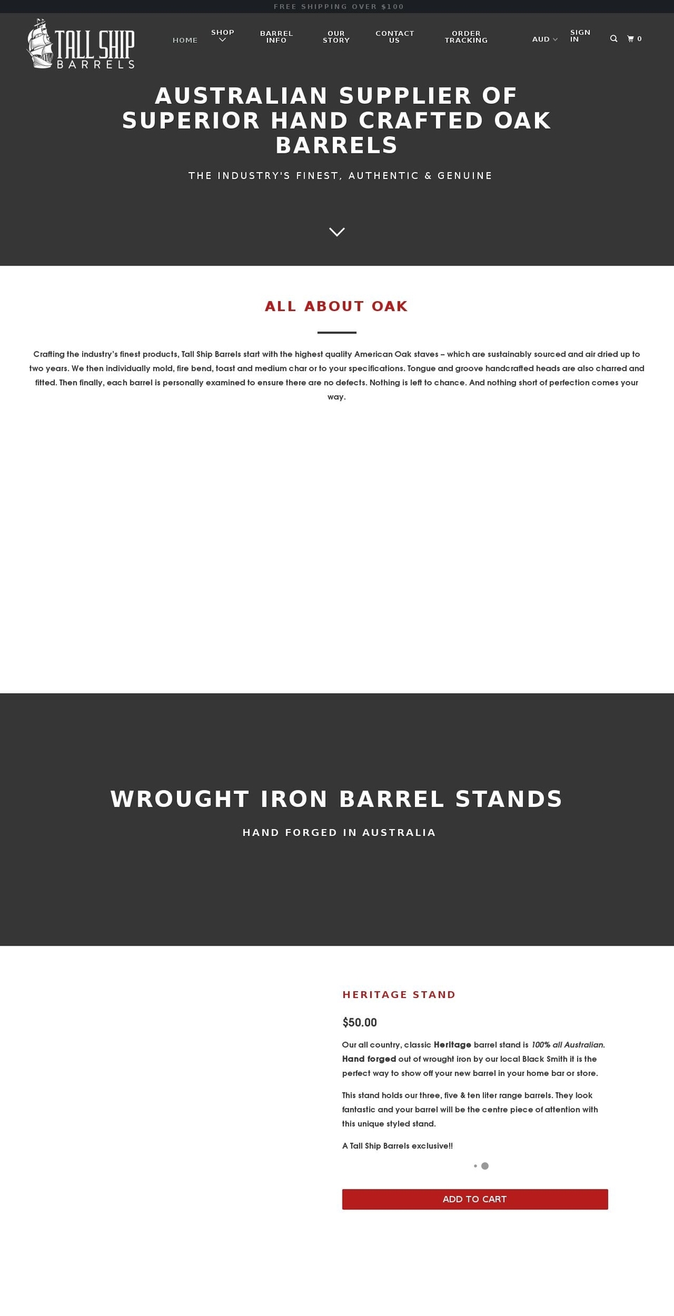 tallshipbarrel.com — Shopify storefront screenshot