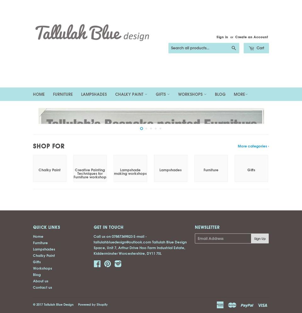 tallulahblueltd.com shopify website screenshot