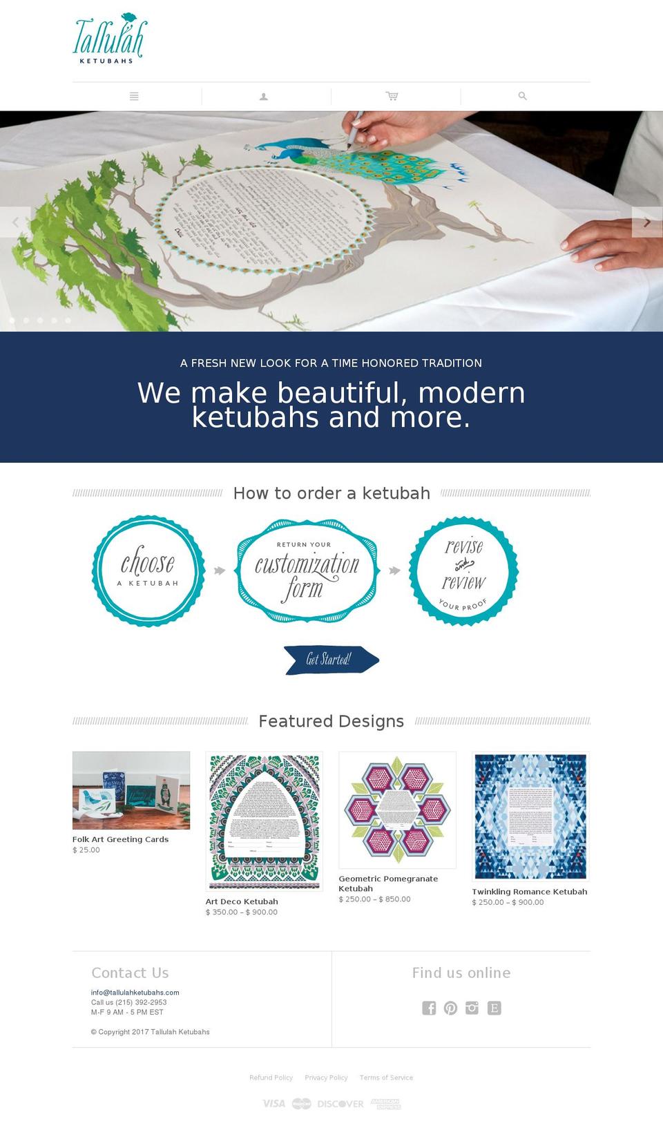 tallulahketubahs.com shopify website screenshot