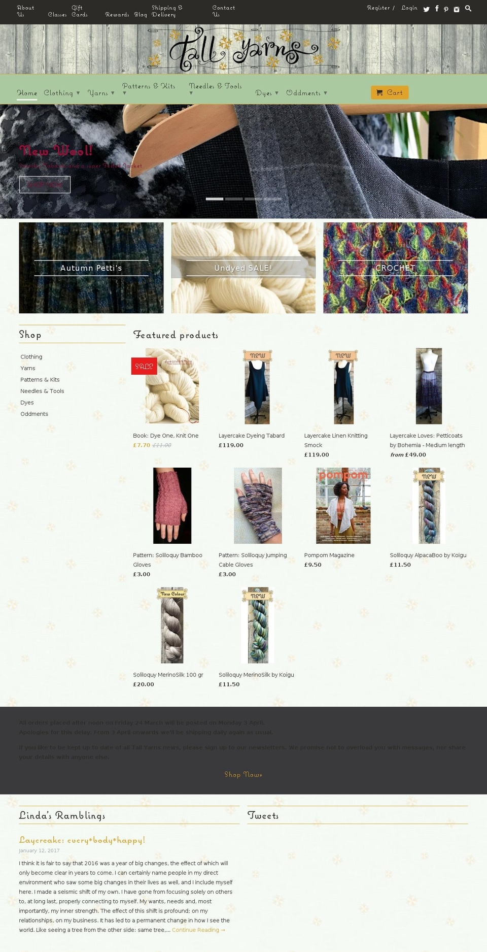 tallyarns.co.uk shopify website screenshot