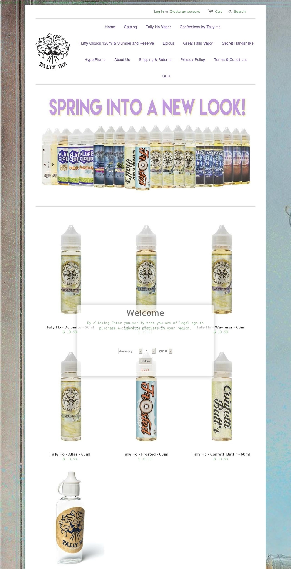 tallyhovapor.com — Shopify storefront screenshot