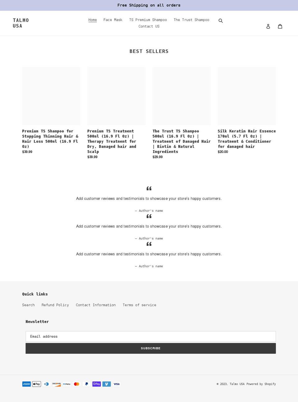 talmousa.com — Shopify storefront screenshot