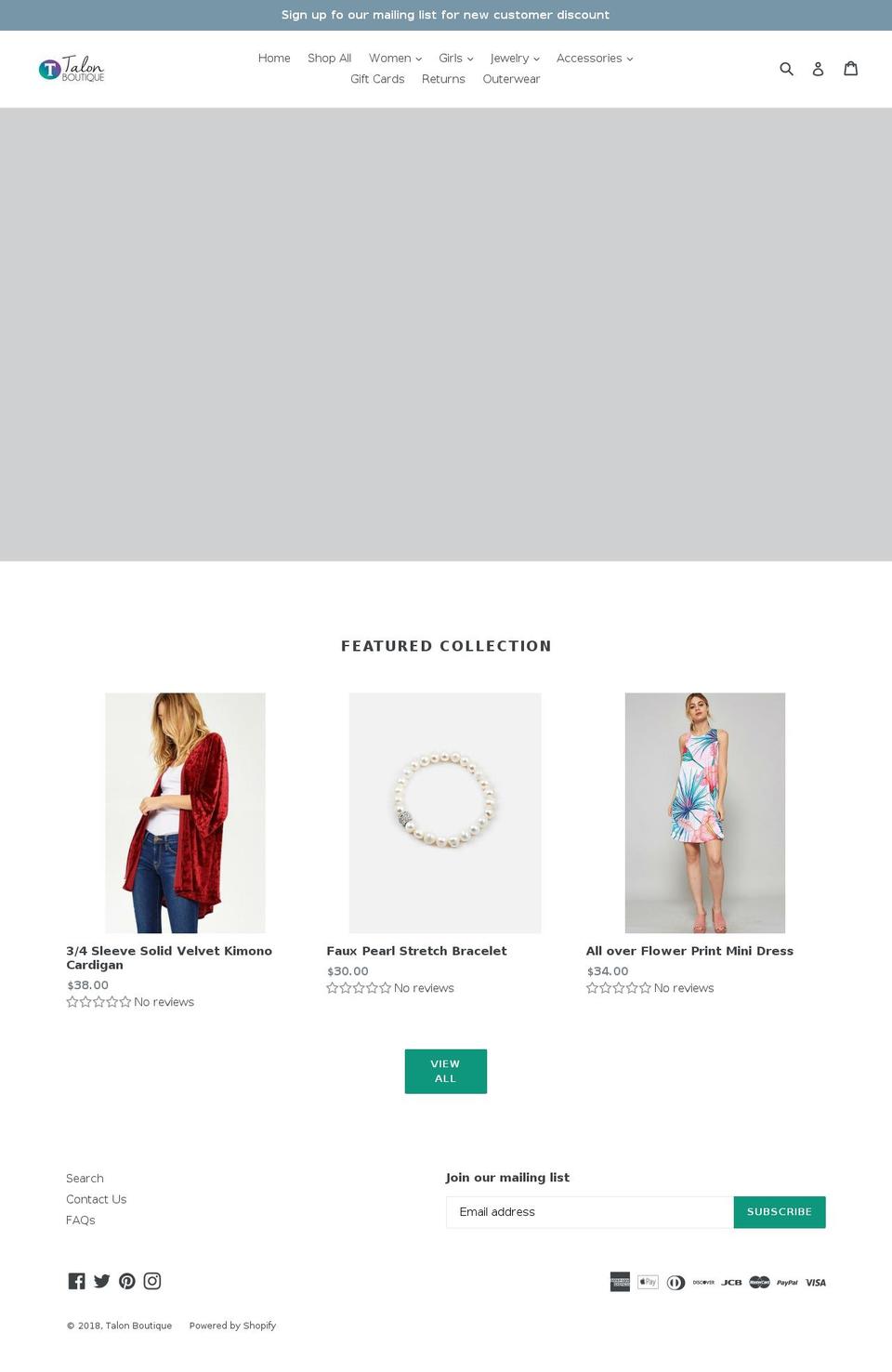 talonboutique.com — Shopify storefront screenshot