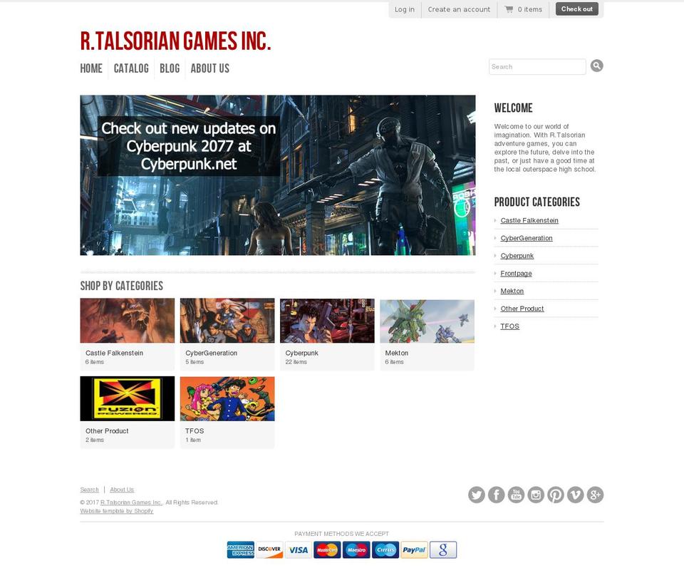 Radiance Shopify theme site example talsorianstore.com